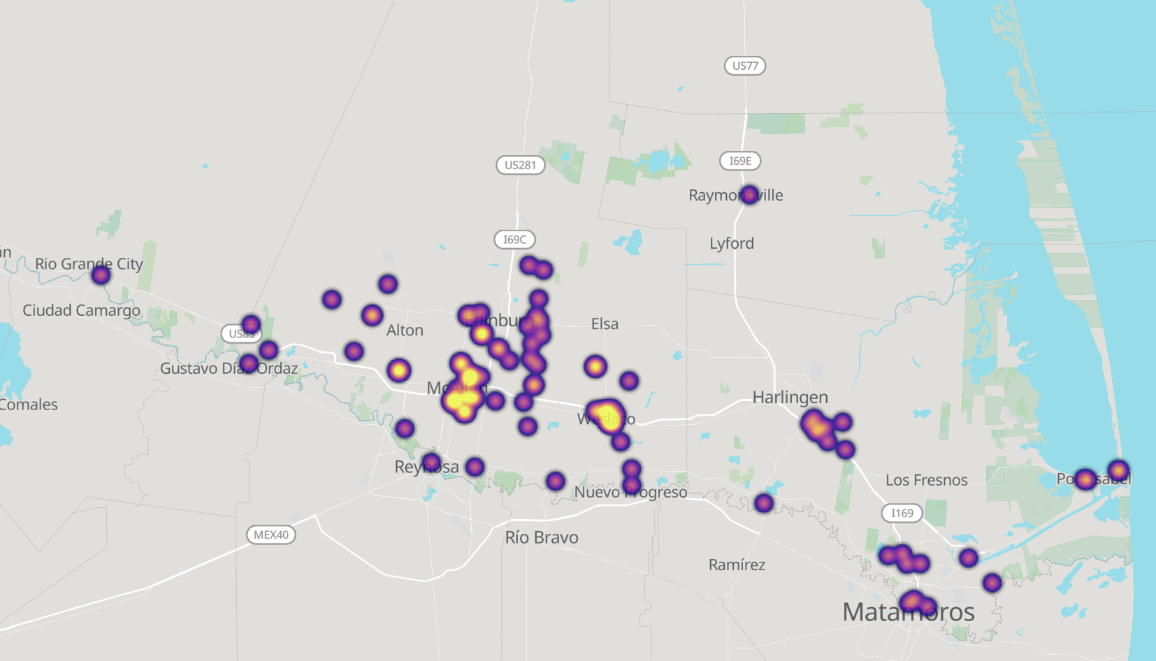 Map of Flock cameras in the RGV